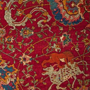 فرش صفوی با طرح حیوانات و نخ‌های مارپیچSource: [https://islamicart.museumwnf.org/database_item.php?id=object%3BEPM%3Bde%3BMus21%3B19%3Ben&utm_source=chatgpt.com&cp]