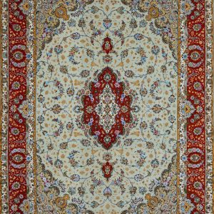 6 متری گل ابریشم طرح لچک ترنج کاشان