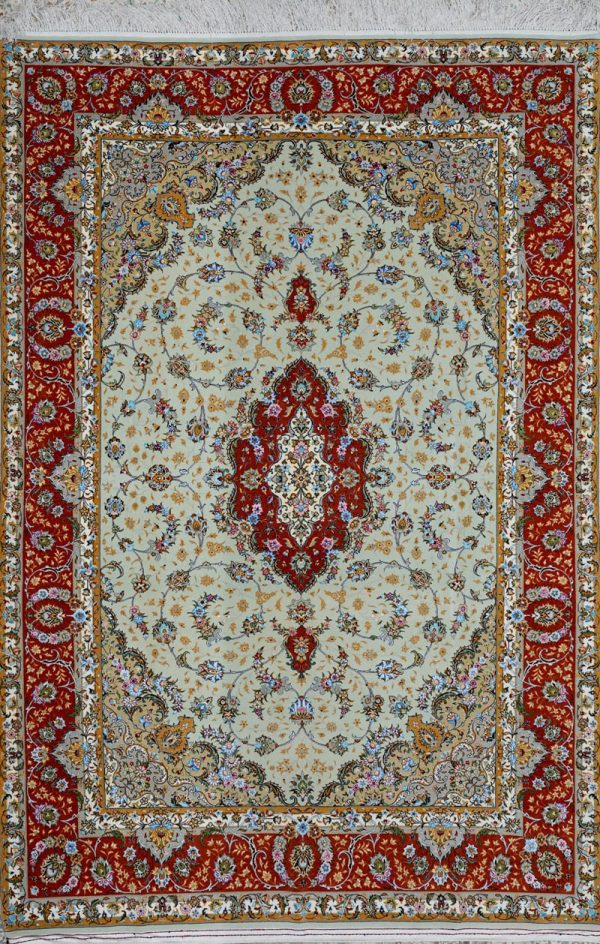6 متری گل ابریشم طرح لچک ترنج کاشان