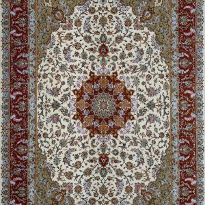 9 متری گل ابریشم طرح لچک ترنج کاشان اعلا بافت
